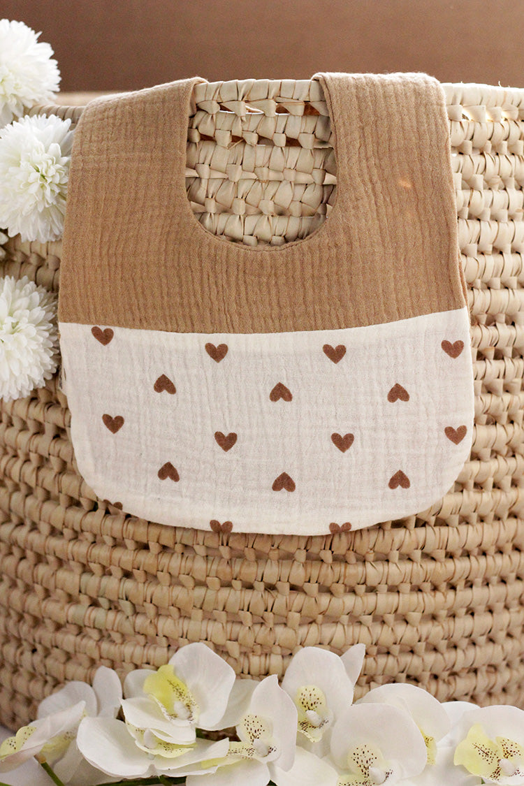 Cotton Baby Bib - Hearts