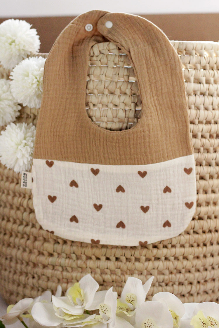 Cotton Baby Bib - Hearts