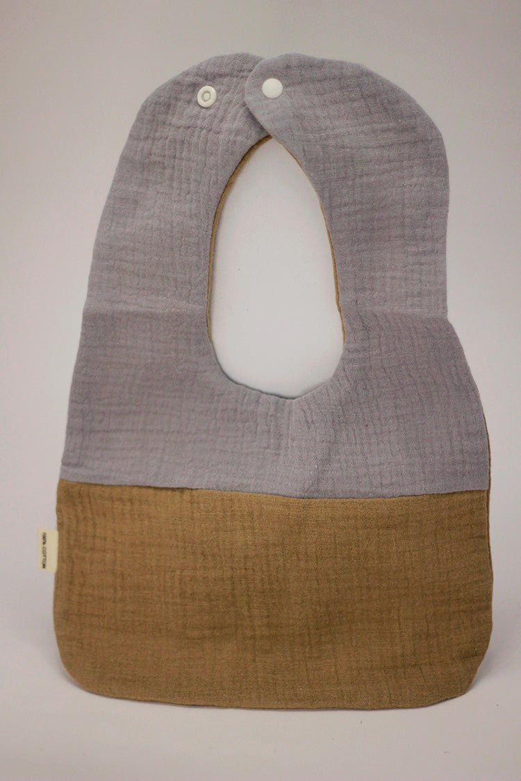 Cotton Baby Bib - Grey & Brown