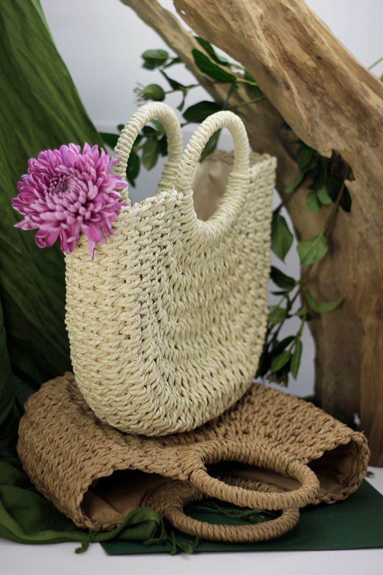 Large Hand-held Rope Bag - Caramel