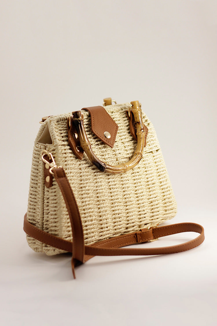 Straw Beach Boho Clutch Bag - Cream