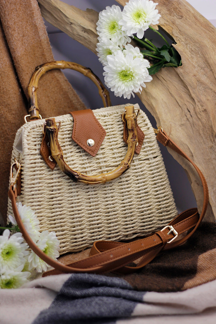 Straw Beach Boho Clutch Bag - Cream