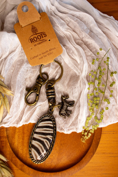 Zebra Print Keyring with Clip