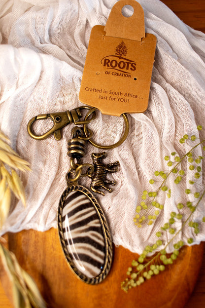 Zebra Print Keyring with Clip