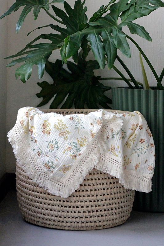 Baby Blanket - Beige Floral