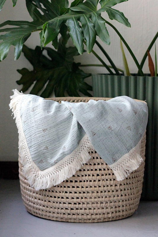 Baby Blanket - Blue With Tents