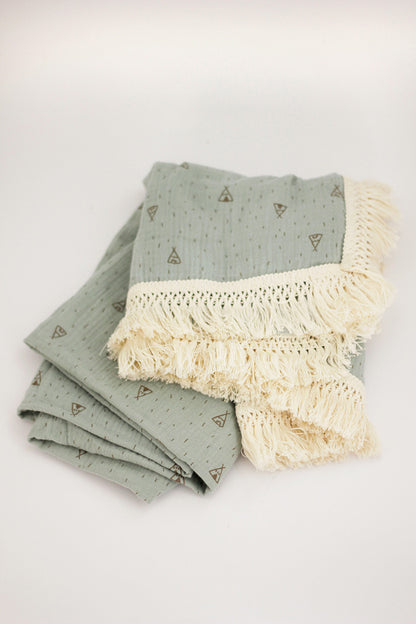 Baby Blanket - Blue With Tents