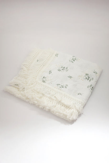 Baby Blanket - White & Yellow Daisies