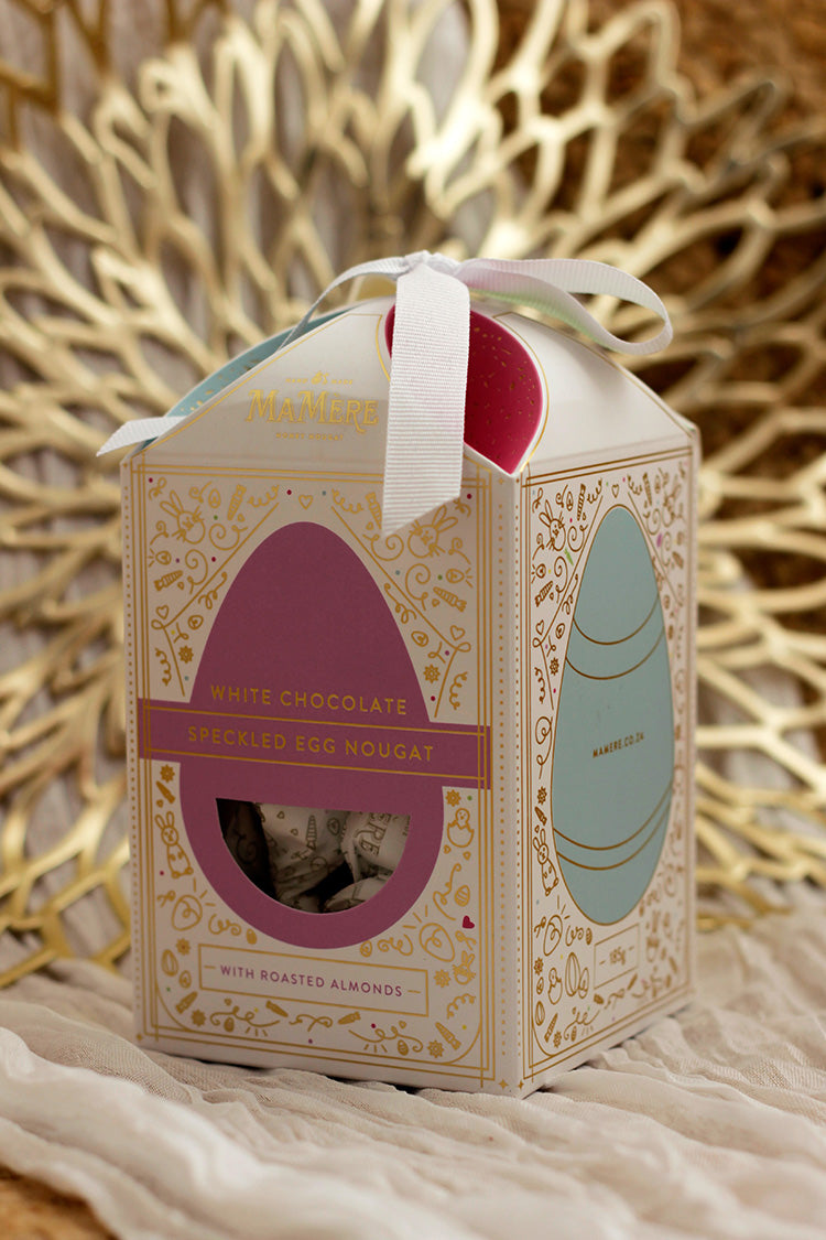White Choc Speckled Egg Nougat Gift Box 185g