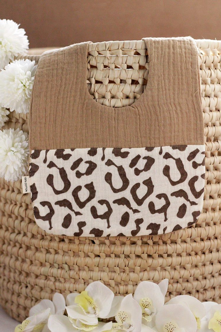 Cotton Baby Bib - Leopard Print