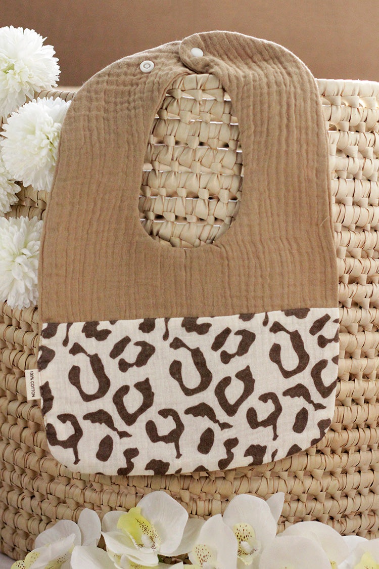 Cotton Baby Bib - Leopard Print