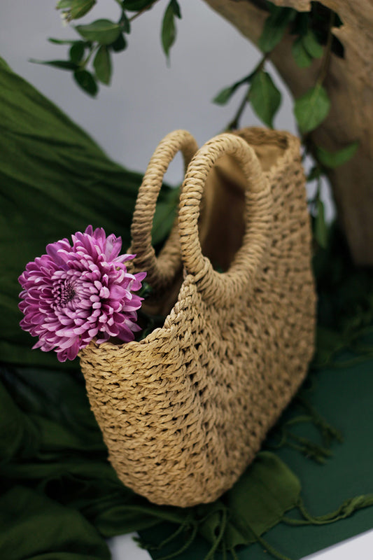 Large Hand-held Rope Bag - Caramel