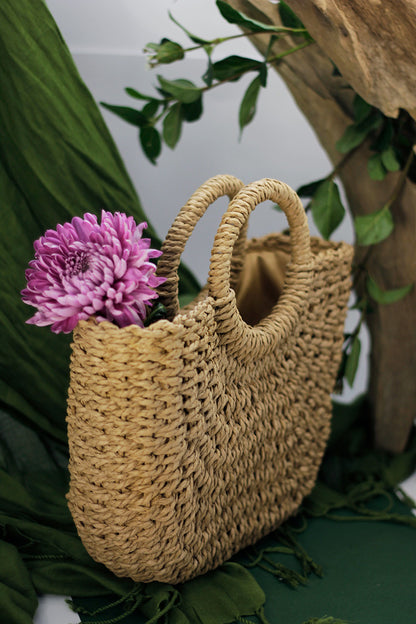 Large Hand-held Rope Bag - Caramel