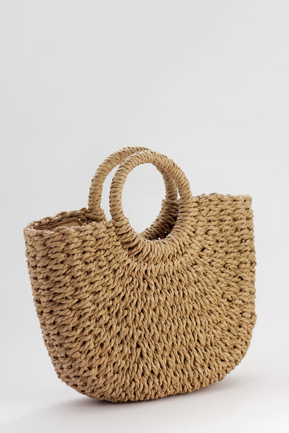Large Hand-held Rope Bag - Caramel