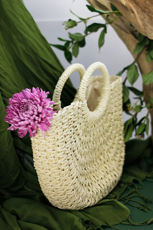 Large Hand-held Rope Bag - Cream