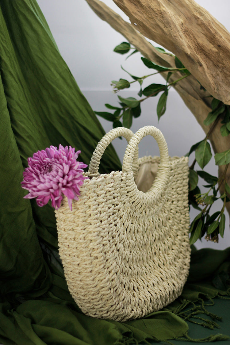 Large Hand-held Rope Bag - Cream