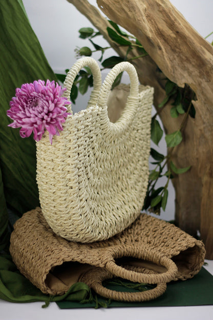 Large Hand-held Rope Bag - Cream