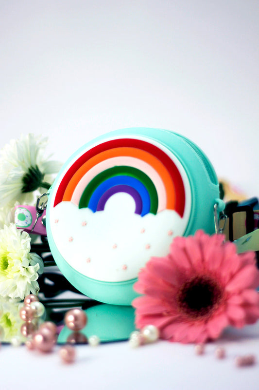 Silicone Round Rainbow Bag - Turquoise