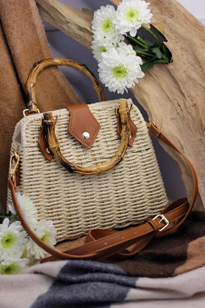 Straw Beach Boho Clutch Bag - Cream