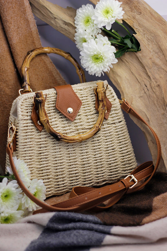 Straw Beach Boho Clutch Bag - Cream