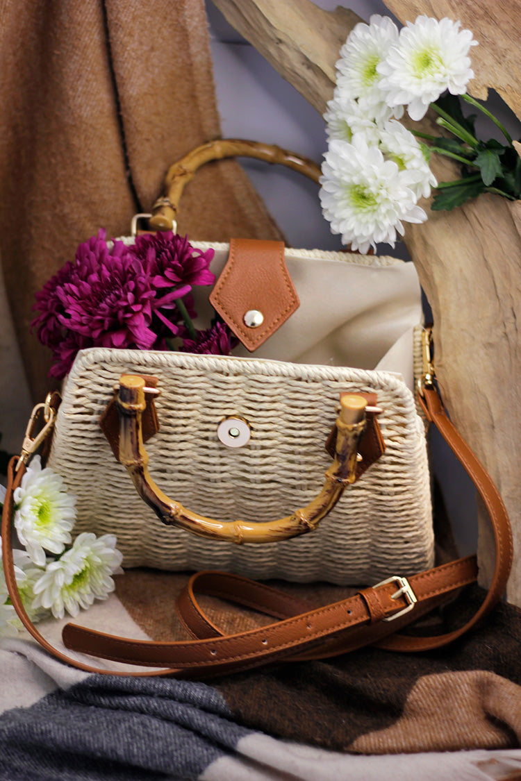 Straw Beach Boho Clutch Bag - Cream