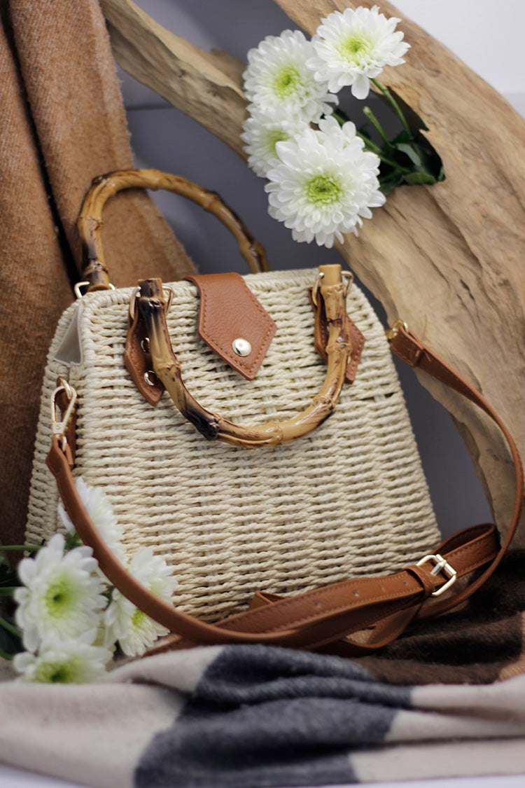 Straw Beach Boho Clutch Bag - Cream