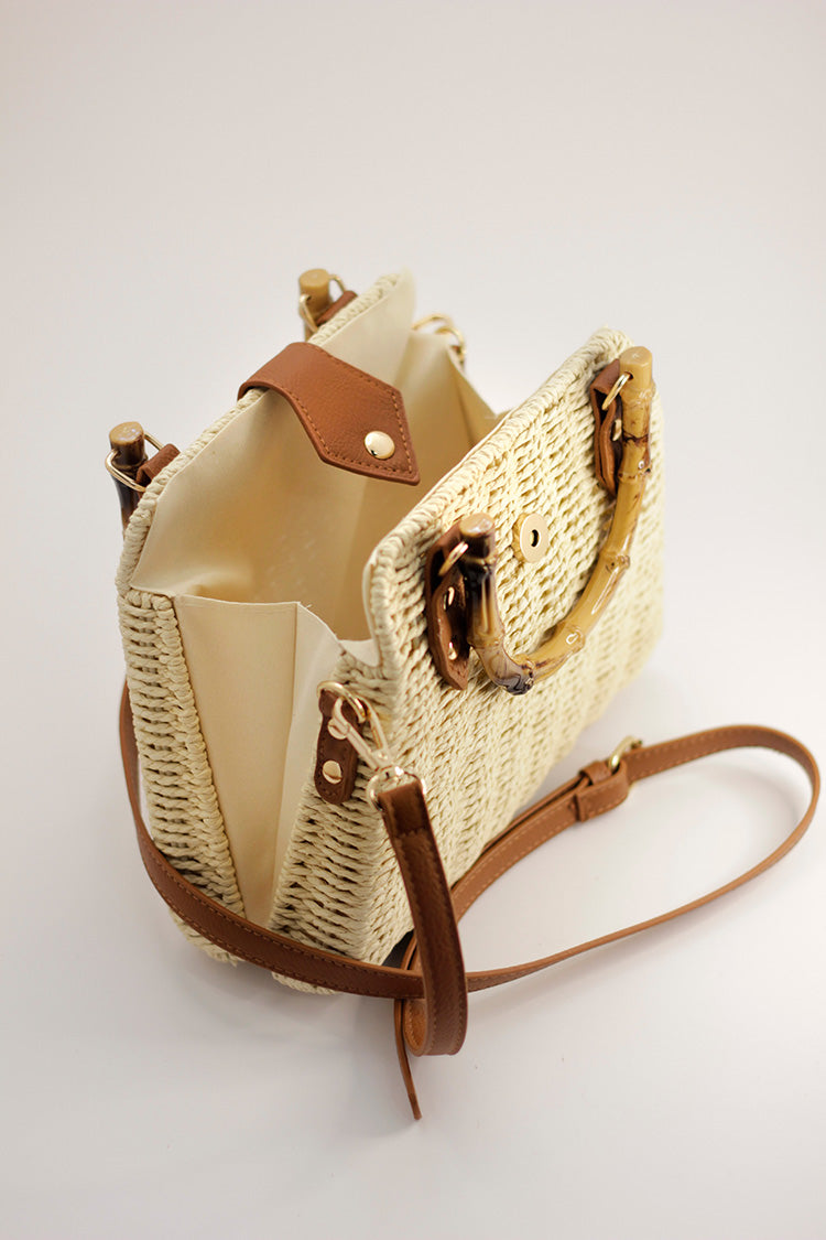 Straw Beach Boho Clutch Bag - Cream