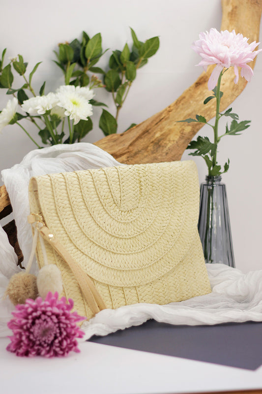 Straw Crossbody Envelope Bag - Cream