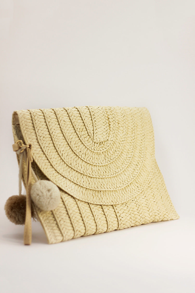 Straw Crossbody Envelope Bag - Cream